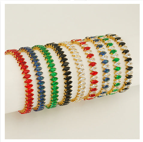 Stainless Steel Diamond-embedded Adjustable Open Bracelet