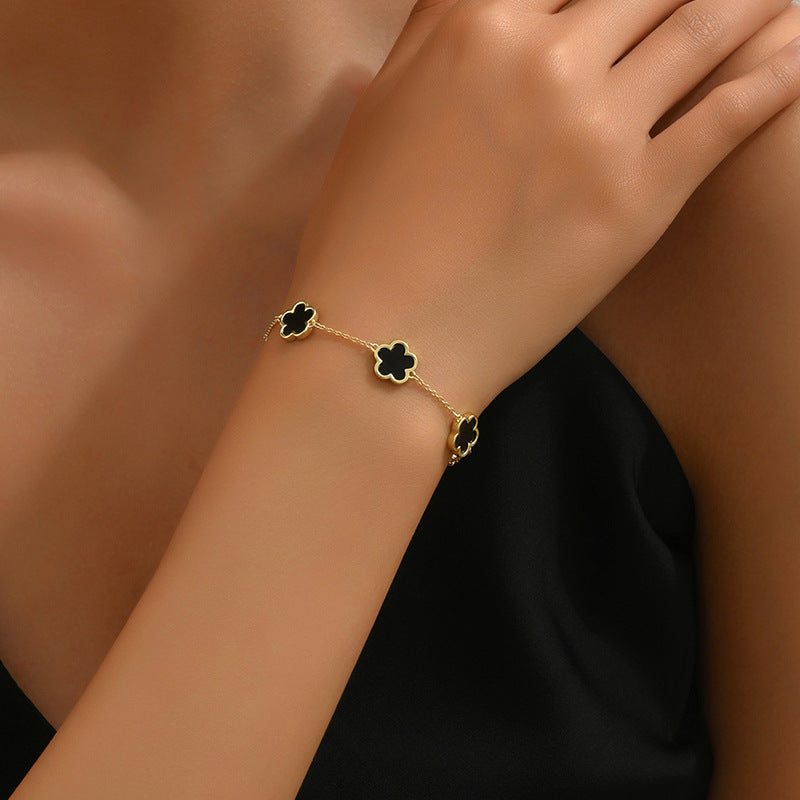 Real Gold Plated Five Petal Flower Bracelet