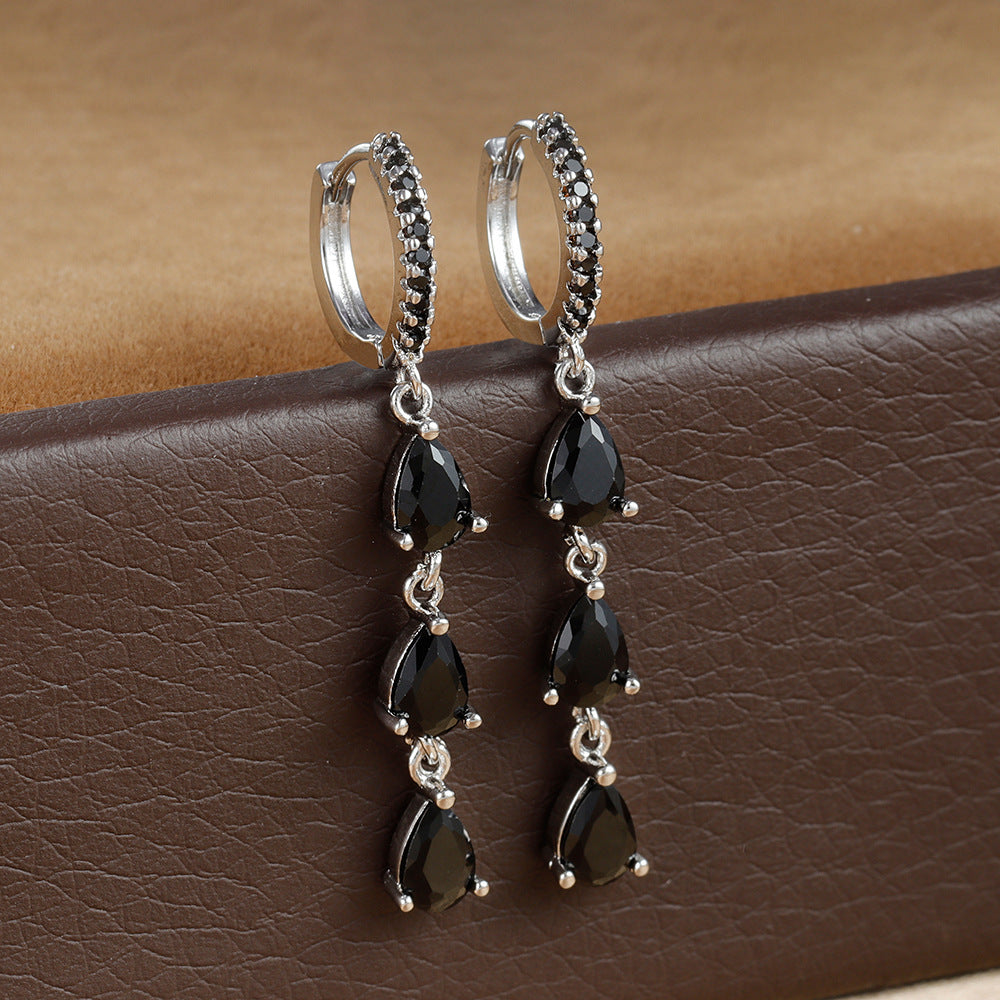 Zircon Water Drops Ring Shaped Earrings For Women