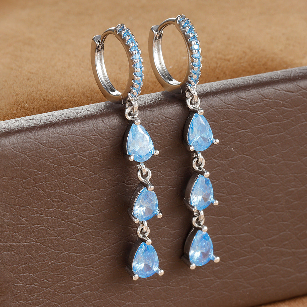 Zircon Water Drops Ring Shaped Earrings For Women