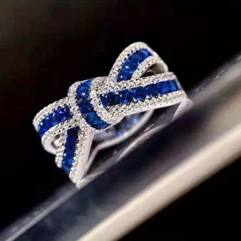Bow Ribbon Ring Irregular Strip Cross
