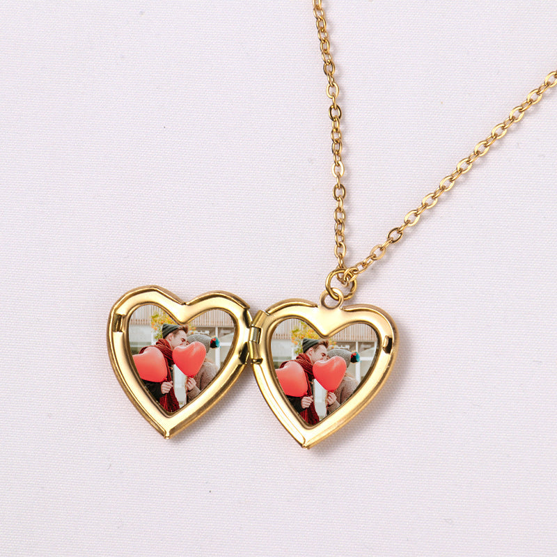 Blank Thermal Transfer Supplies Peach Heart Round Love Necklace