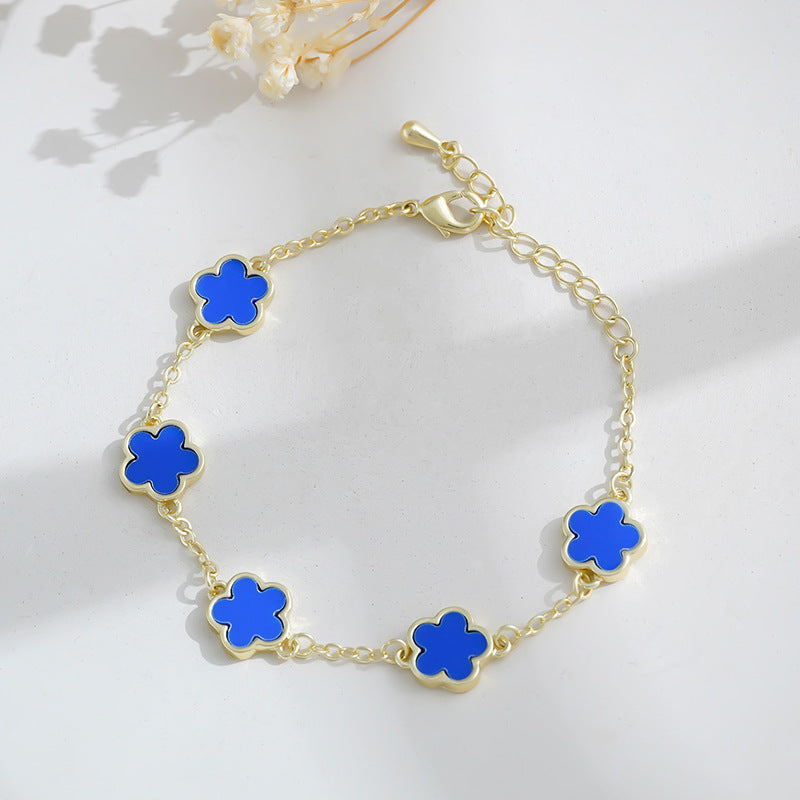 Real Gold Plated Five Petal Flower Bracelet