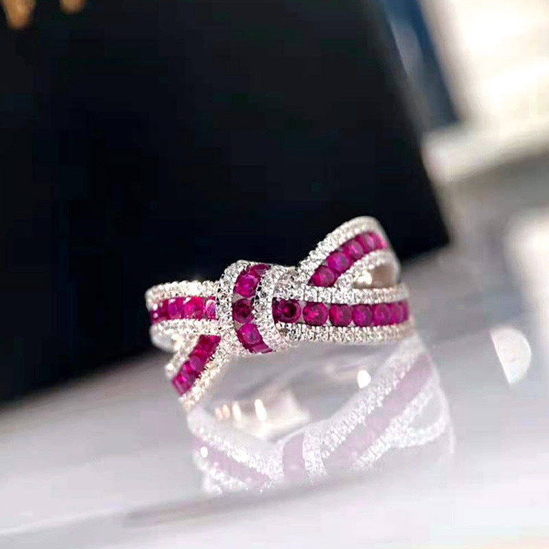 Bow Ribbon Ring Irregular Strip Cross