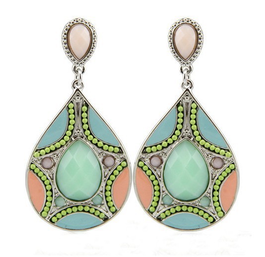 Bead Pattern Resin Water Drop Earrings