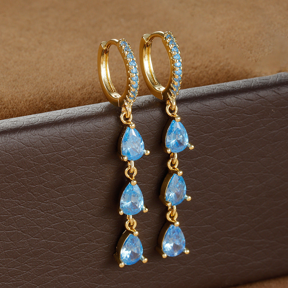 Zircon Water Drops Ring Shaped Earrings For Women