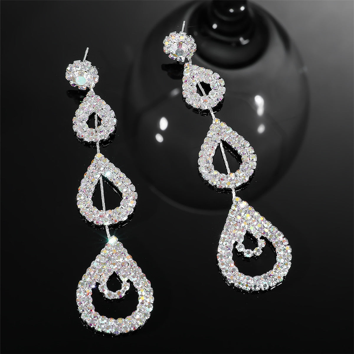 Fashion Rhinestone Long Earrings