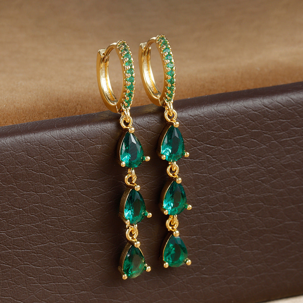 Zircon Water Drops Ring Shaped Earrings For Women