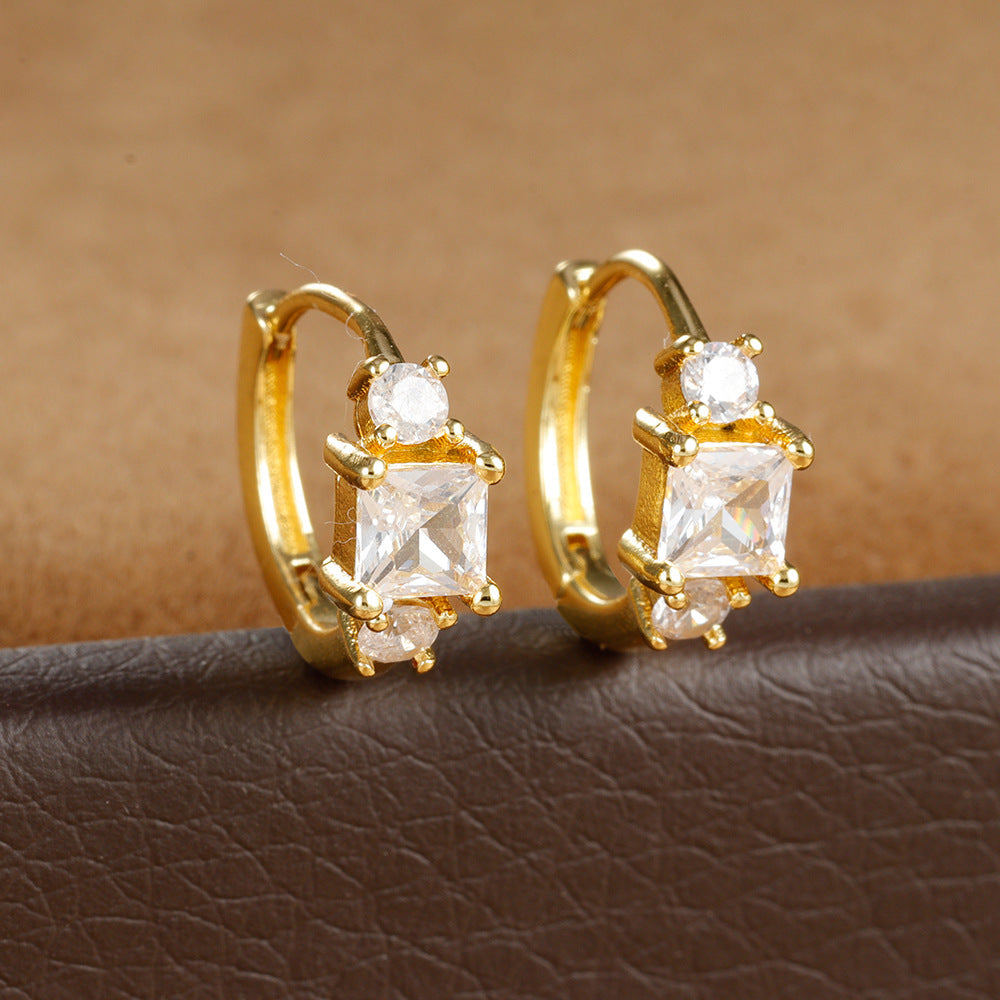 Simple Zircon Square Earrings