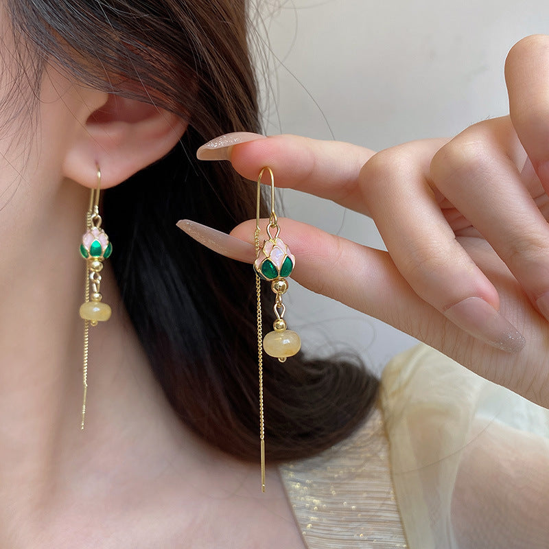 Women's Long Tassel Stud Earrings Retro