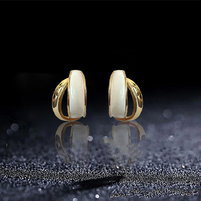 New Curved Enamel Earrings Women's All-match Fashion Earrings