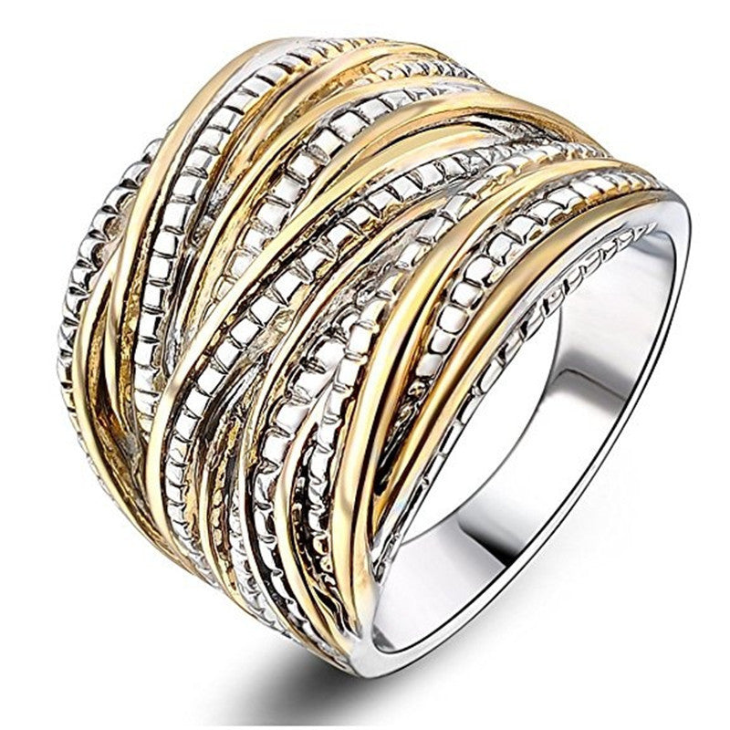 Retro Double Gold Texture Fashion Rings