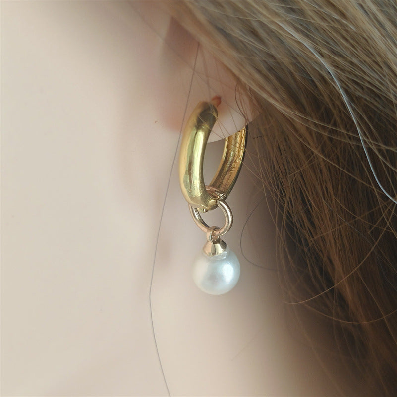 French Classic Artificial Pearl Western Style Donut Baroque Style Earrings