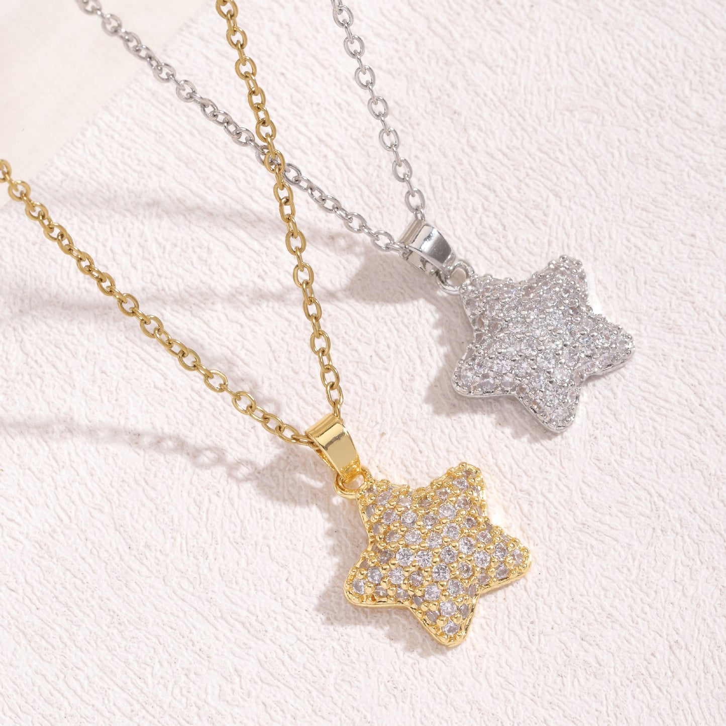 Fashion Zircon Five-pointed Star Pendant Necklace