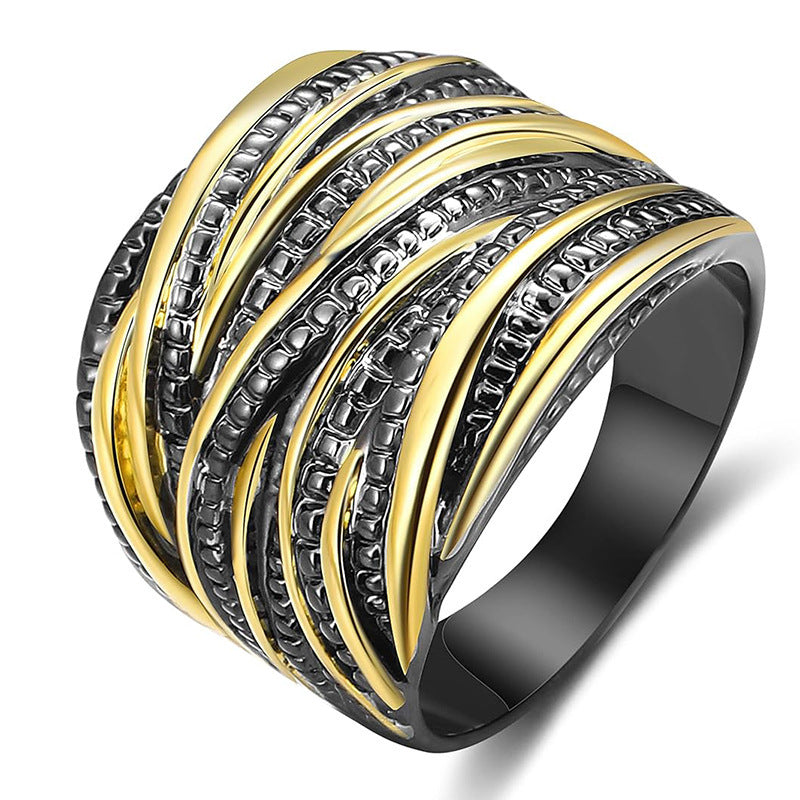 Retro Double Gold Texture Fashion Rings