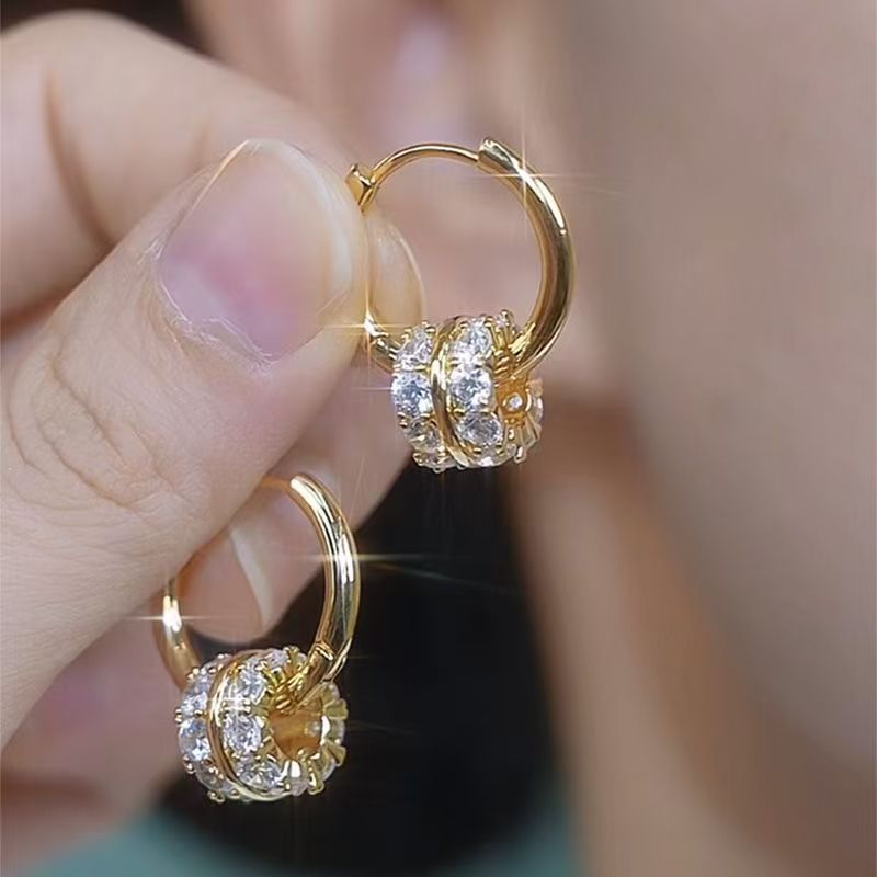 Silver Needle Zircon Dual-wear Double-sided Earrings