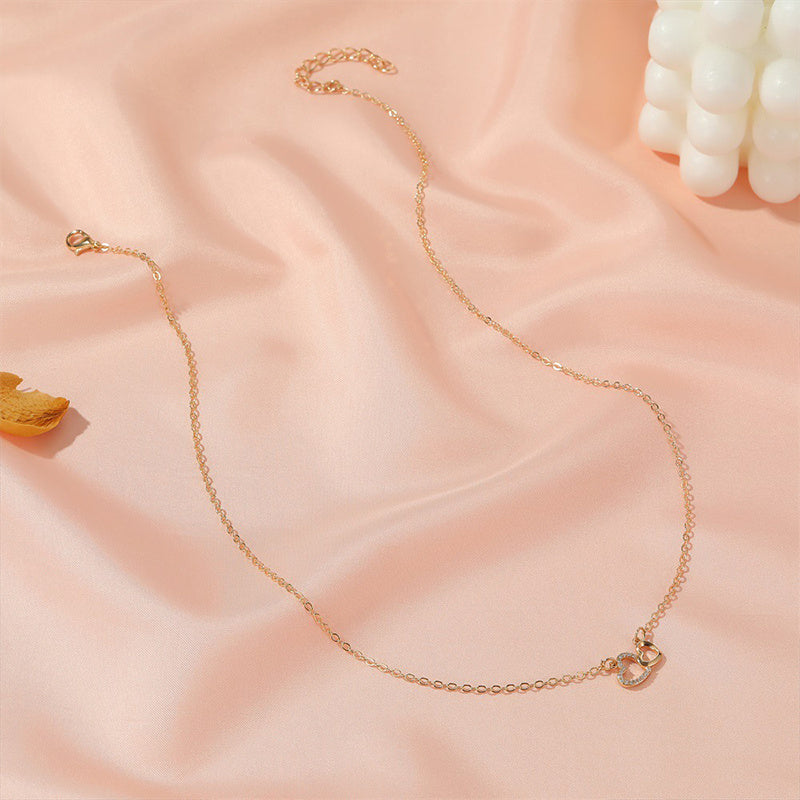 Love Temperament Double Peach Heart Pendant Clavicle Chain