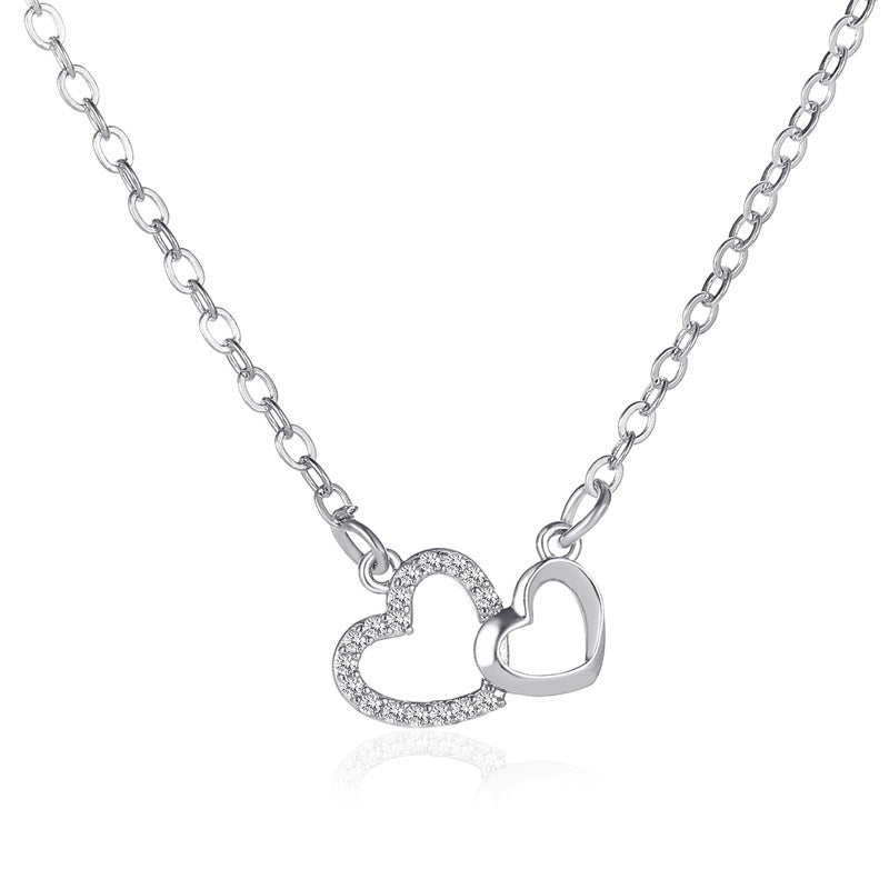 Love Temperament Double Peach Heart Pendant Clavicle Chain