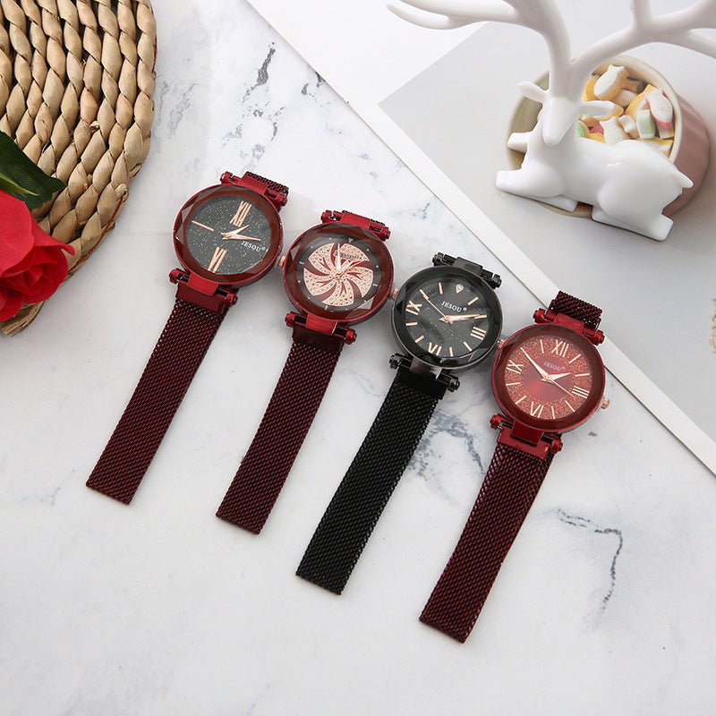 Three-piece Quartz Watch Necklace Stud Gift set