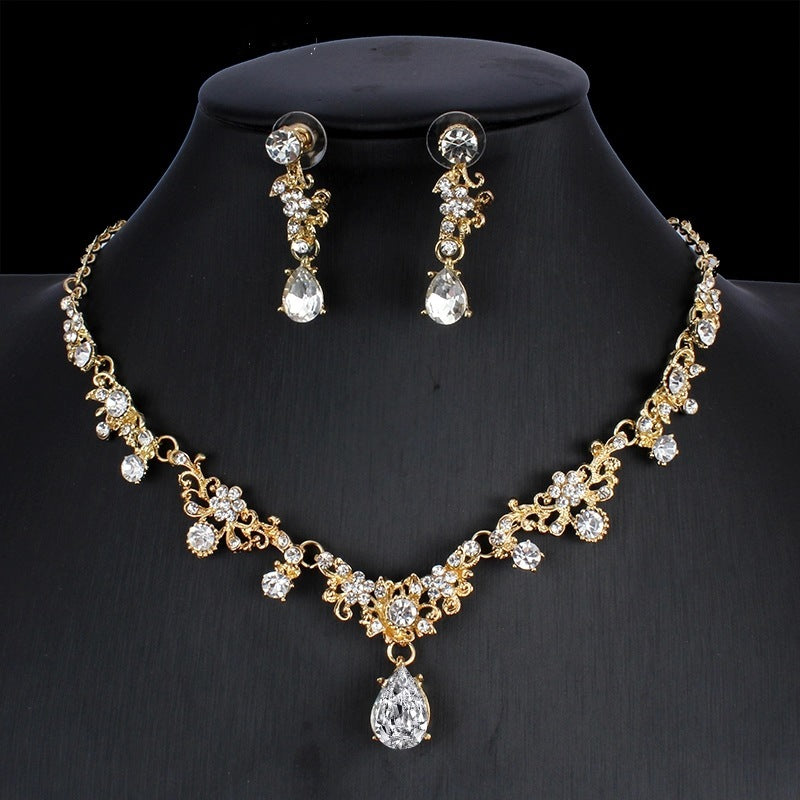 Golden Zircon Jewelry Bridal Necklace Set