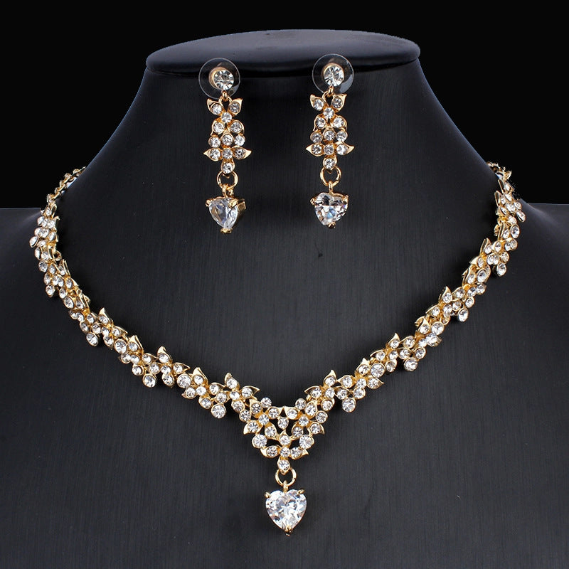 Golden Zircon Jewelry Bridal Necklace Set