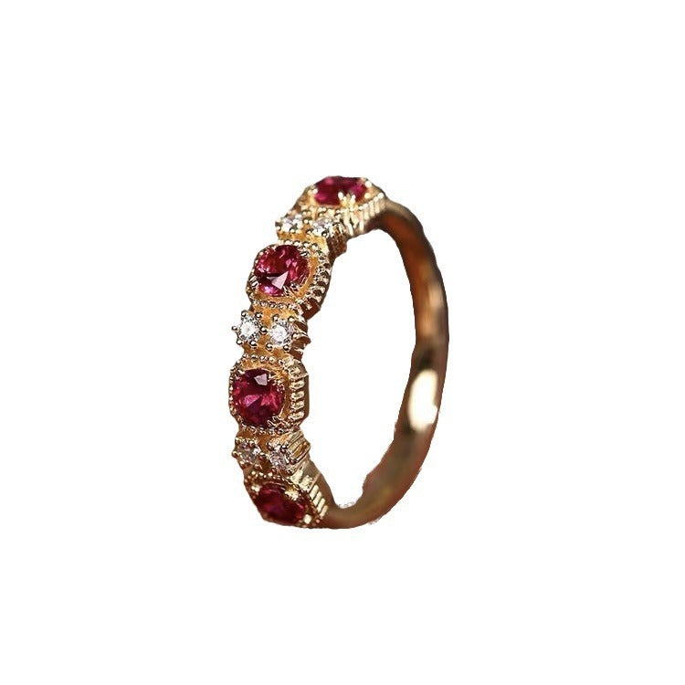 Gold Red Four Diamonds Ring