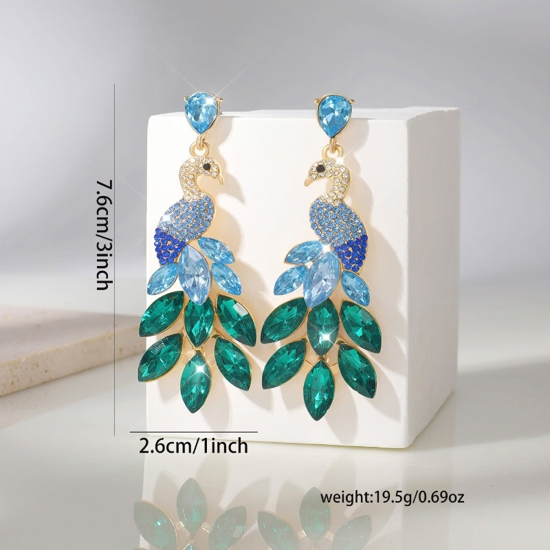 New Fashionable Retro Exotic Peacock Long Earrings