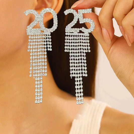 2025 Digital Rhinestone Letter Earrings