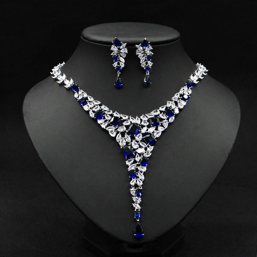 Colorful Zircon Necklace Wedding Set