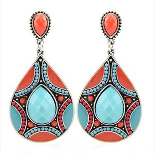 Bead Pattern Resin Water Drop Earrings