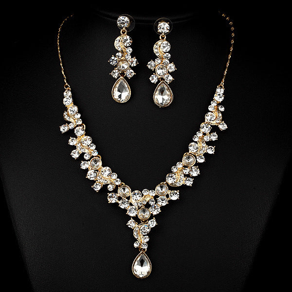 Western Wedding Bride Two Piece Imported Diamond Jewelry Set