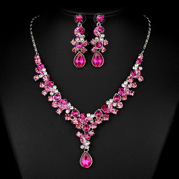 Western Wedding Bride Two Piece Imported Diamond Jewelry Set