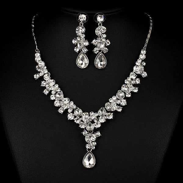 Western Wedding Bride Two Piece Imported Diamond Jewelry Set