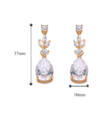 Women's Fashion Earrings Micro Inlaid Zircon Long