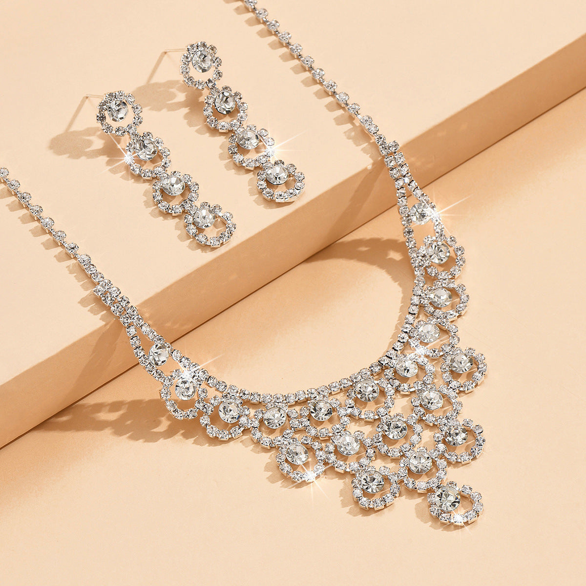 Simple Rhinestone Bridal Necklace set