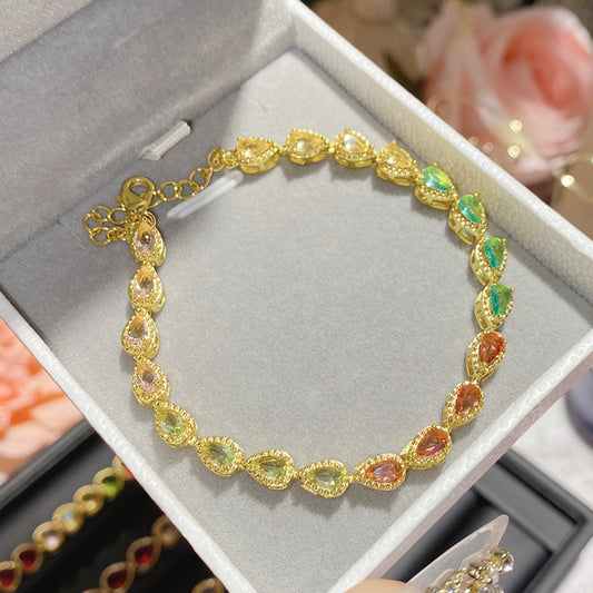 Colored Gems Tourmaline 18K Gold Plated Bracelet