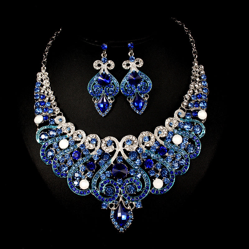 Fast selling explosion, Europe and America, colorful exaggerated bride necklace set