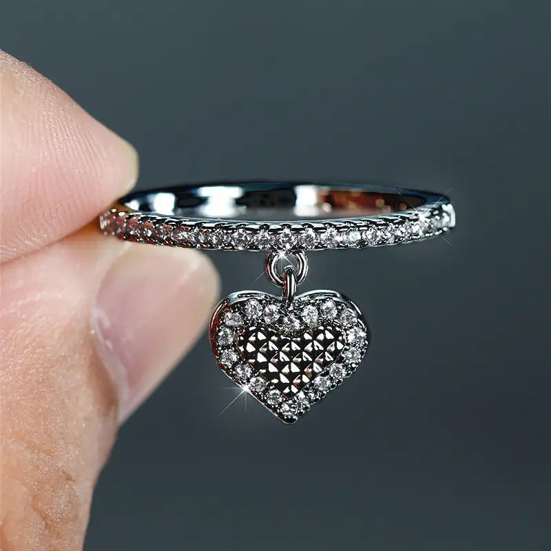 Love Pendant Ring Female Exquisite Micro Inlaid