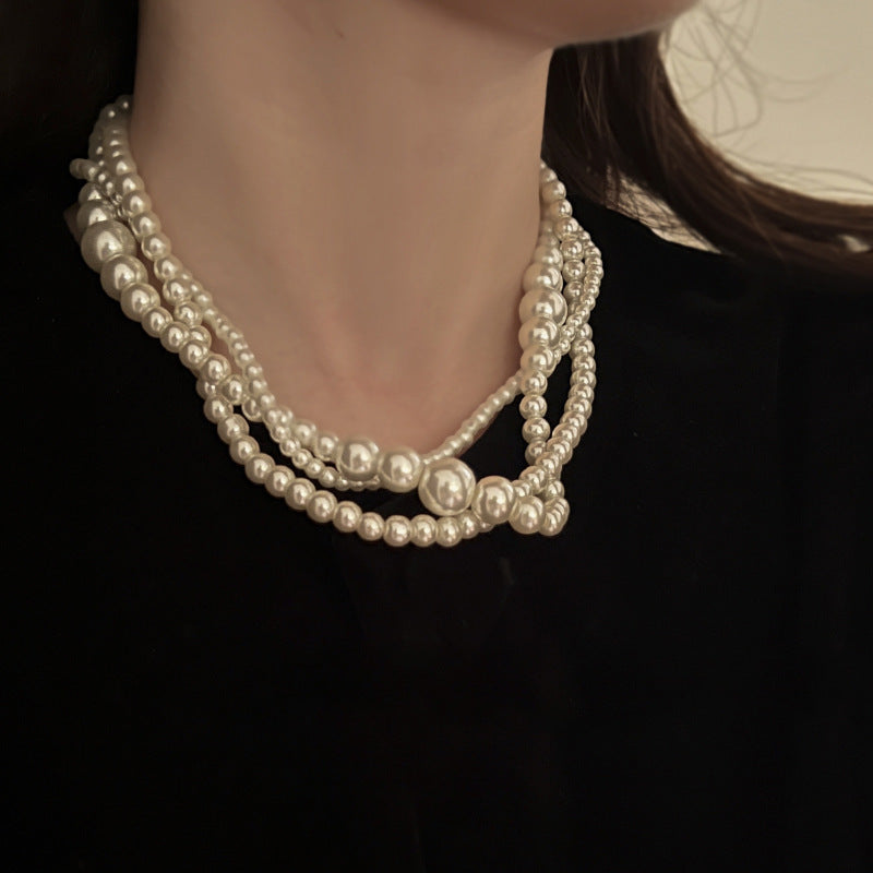 Multi-layer Pearl Necklace Light Luxury High Sense Special-interest Design