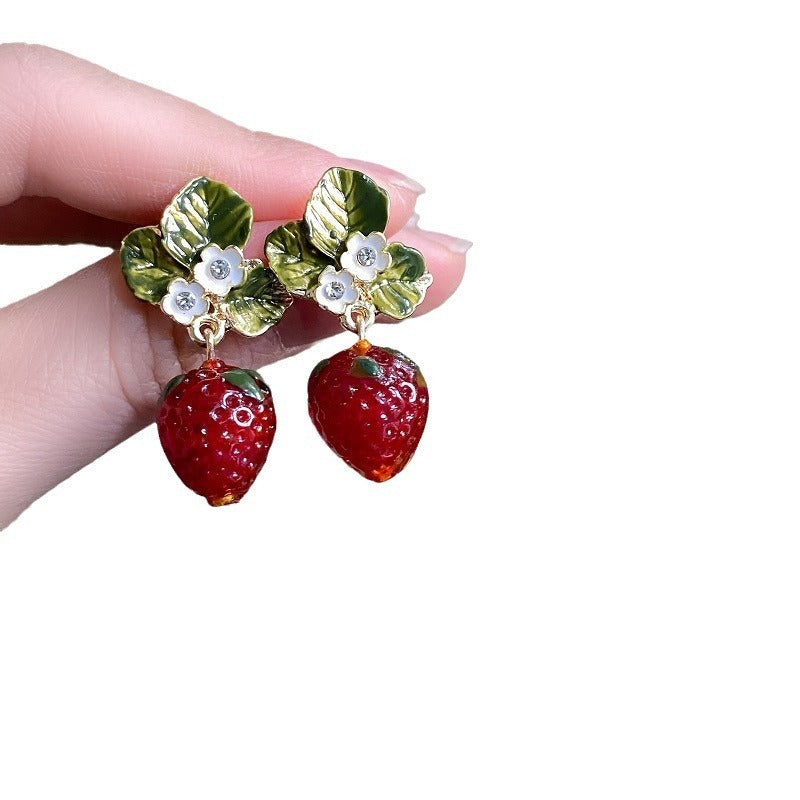 Fresh And Sweet Red Strawberry Earrings