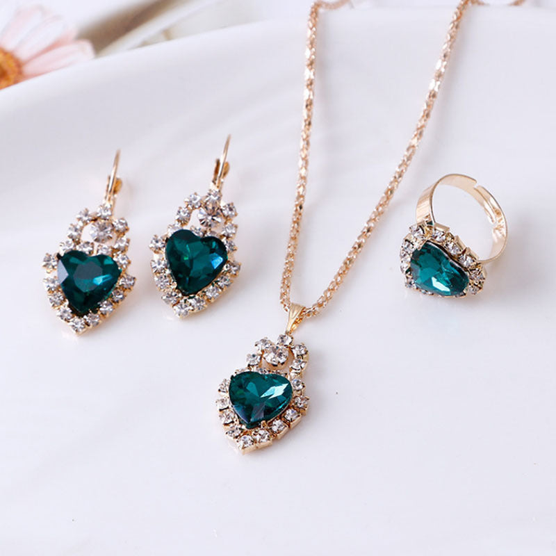 Water drop rhinestone necklace set