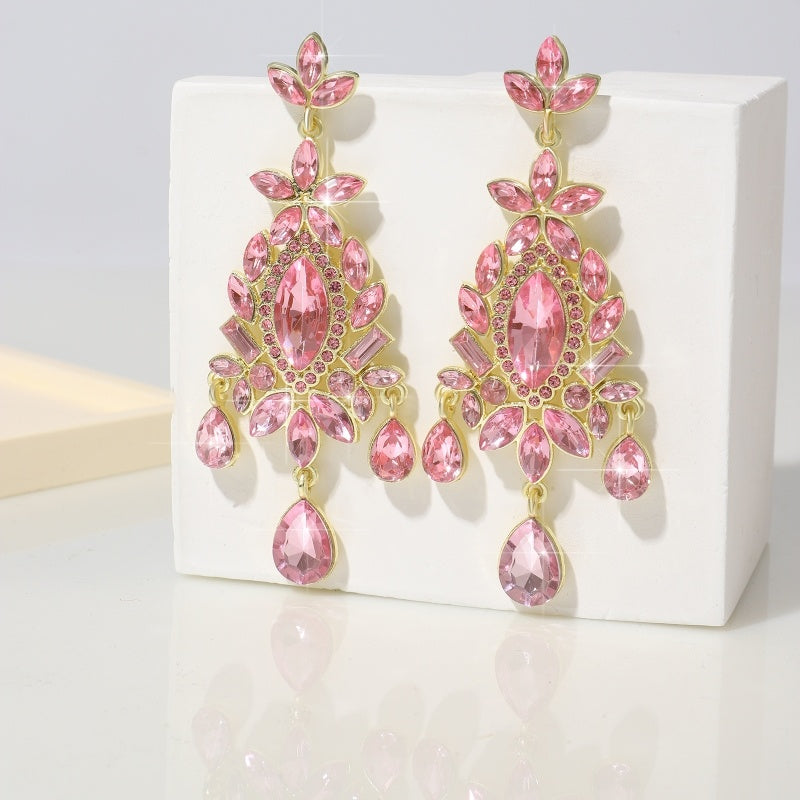 Fashionable And High-end Retro Sparkling Colored Crystal Earrings