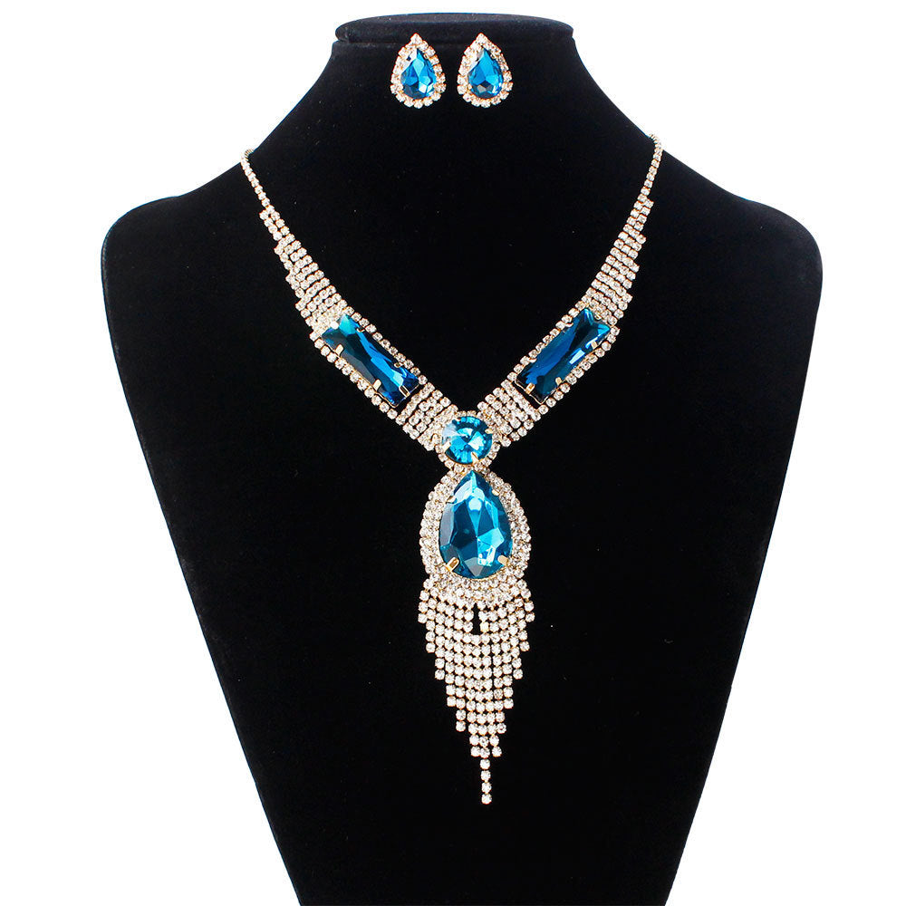 Fashion tassel diamond colorful micro wedding jewelry set