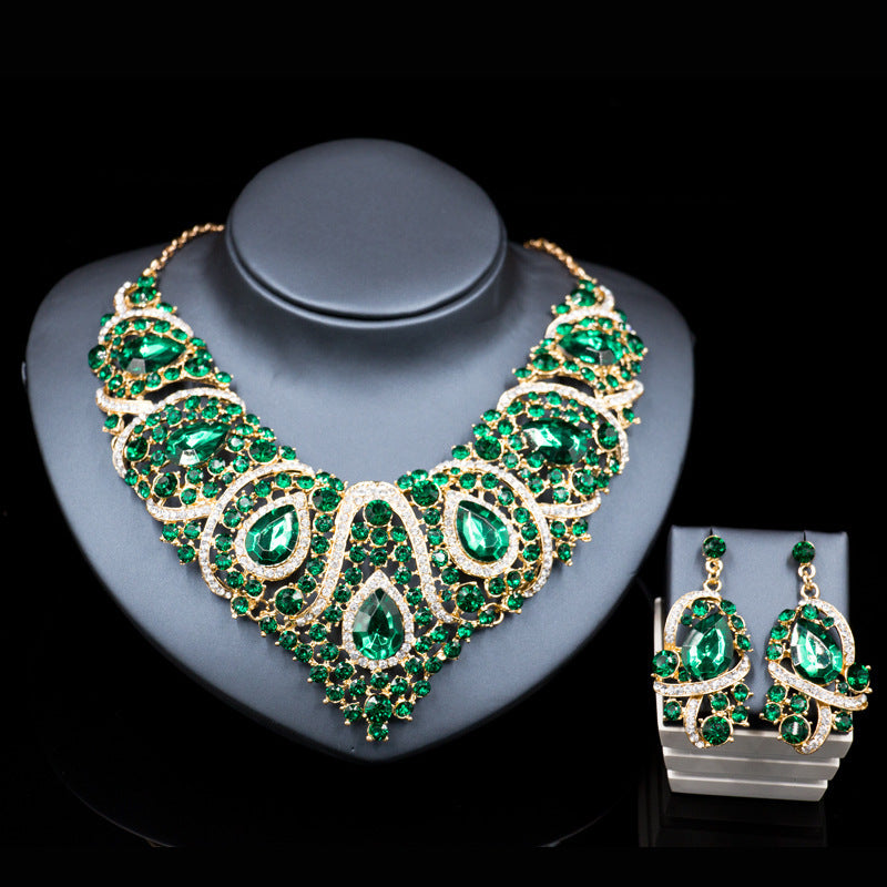 Fast selling explosion, Europe and America, colorful exaggerated bride necklace set