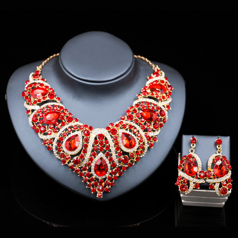 Fast selling explosion, Europe and America, colorful exaggerated bride necklace set