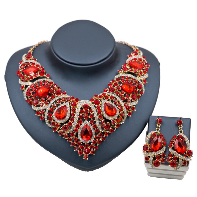 Fast selling explosion, Europe and America, colorful exaggerated bride necklace set