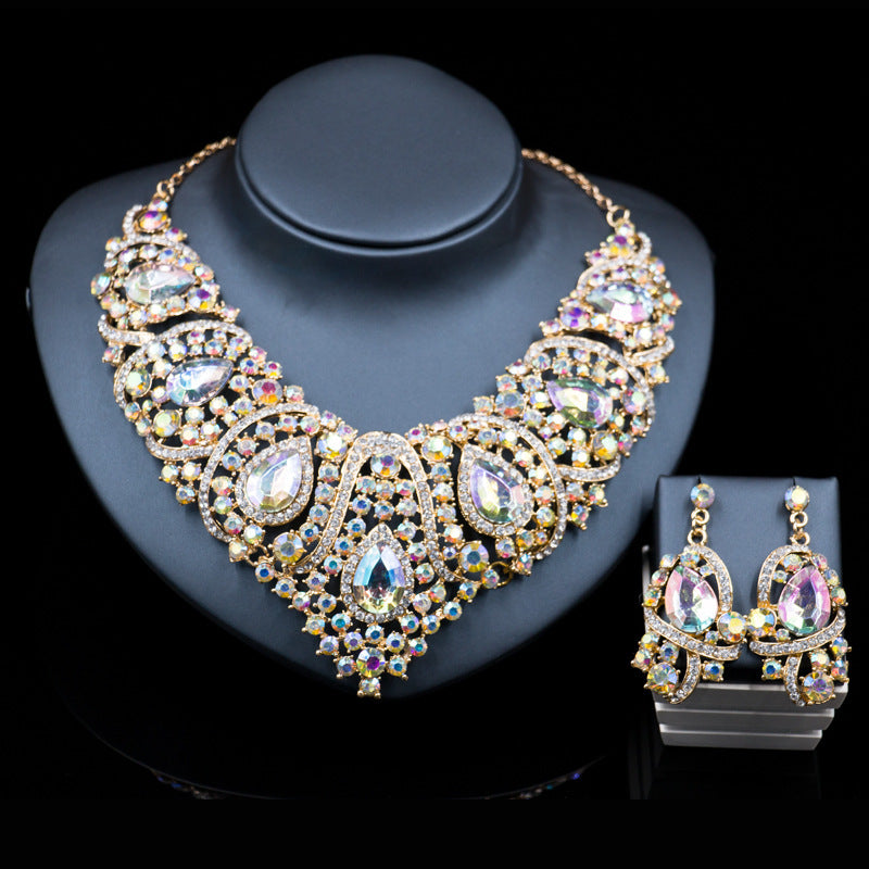 Fast selling explosion, Europe and America, colorful exaggerated bride necklace set