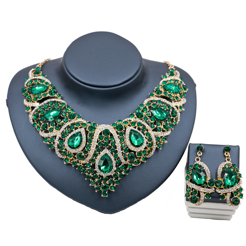 Fast selling explosion, Europe and America, colorful exaggerated bride necklace set