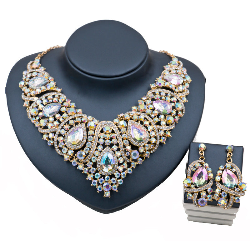 Fast selling explosion, Europe and America, colorful exaggerated bride necklace set