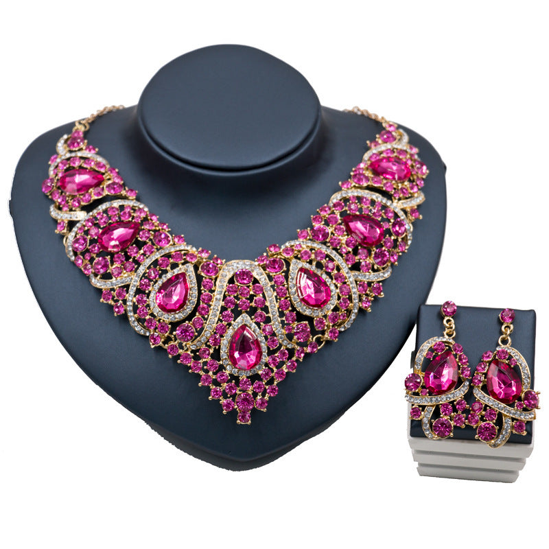 Fast selling explosion, Europe and America, colorful exaggerated bride necklace set